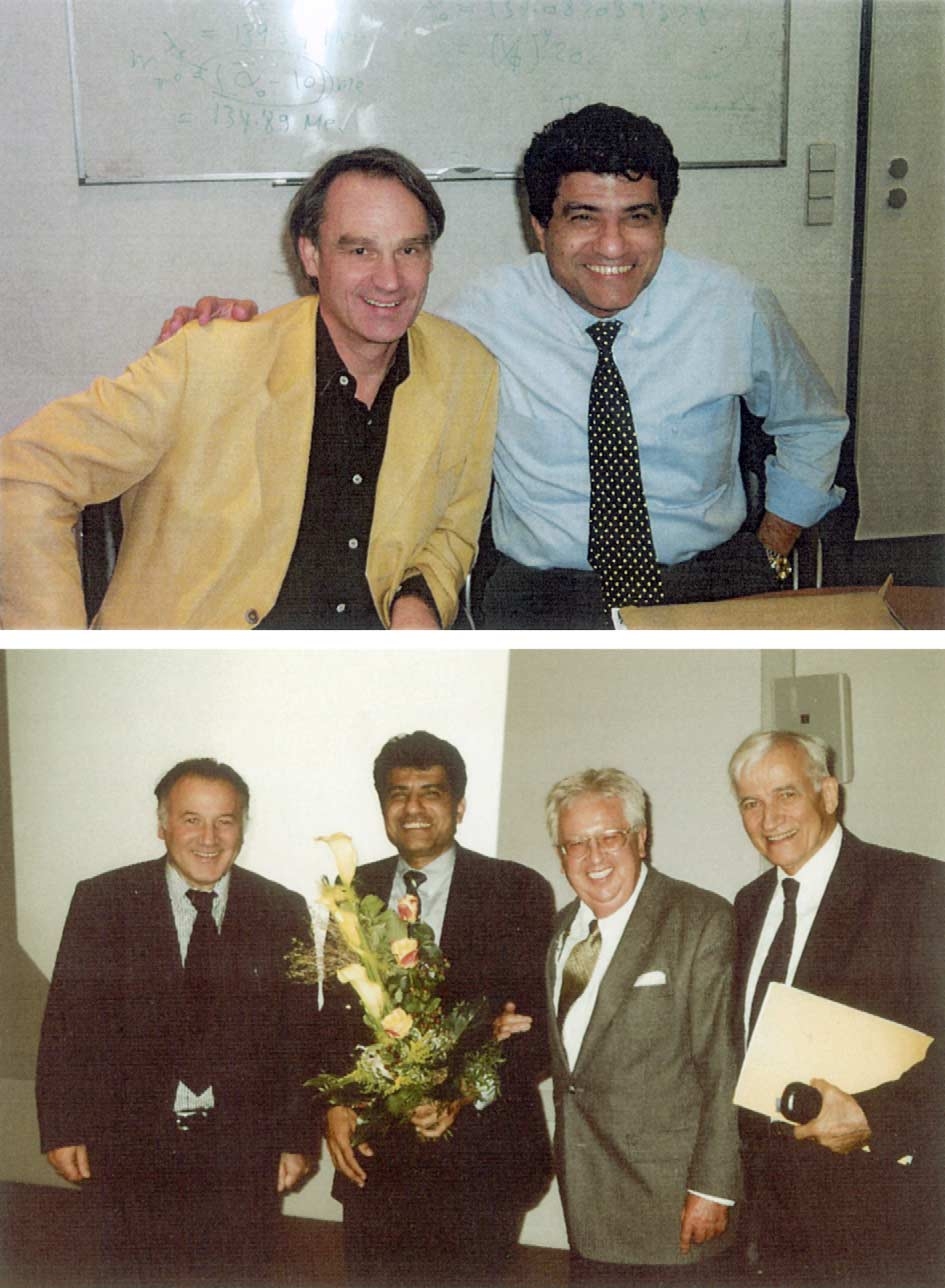 Top: El Naschie with Nobel Laureate Gerd Binnig. Bottom: taken after giving his lecture dedicated to the
memory of Nobel Laureate Ilya Prigogine.